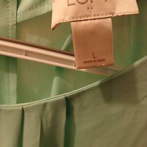 LOFT Mint Green Pleated Front Blouse